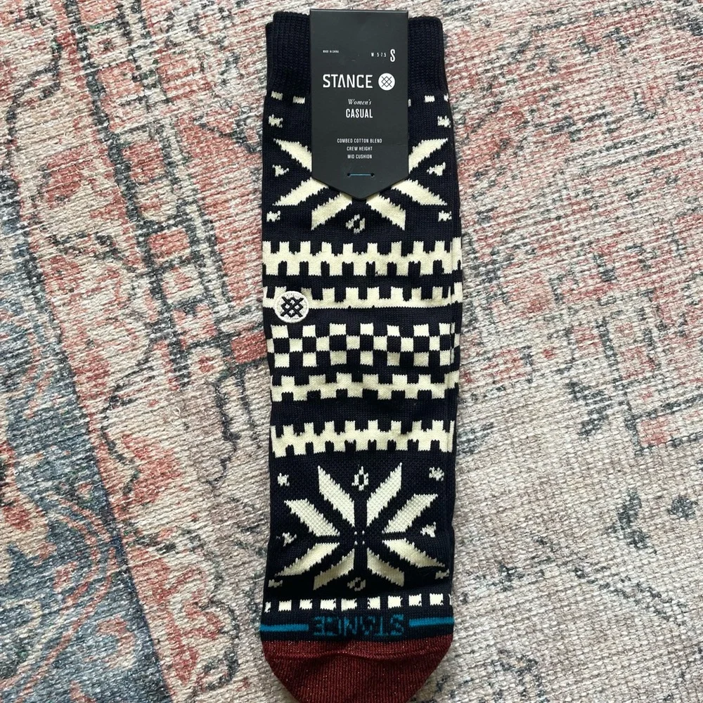 Stance Unisex Black & Cream Fair Isle Casual Socks - Picture 1 of 5